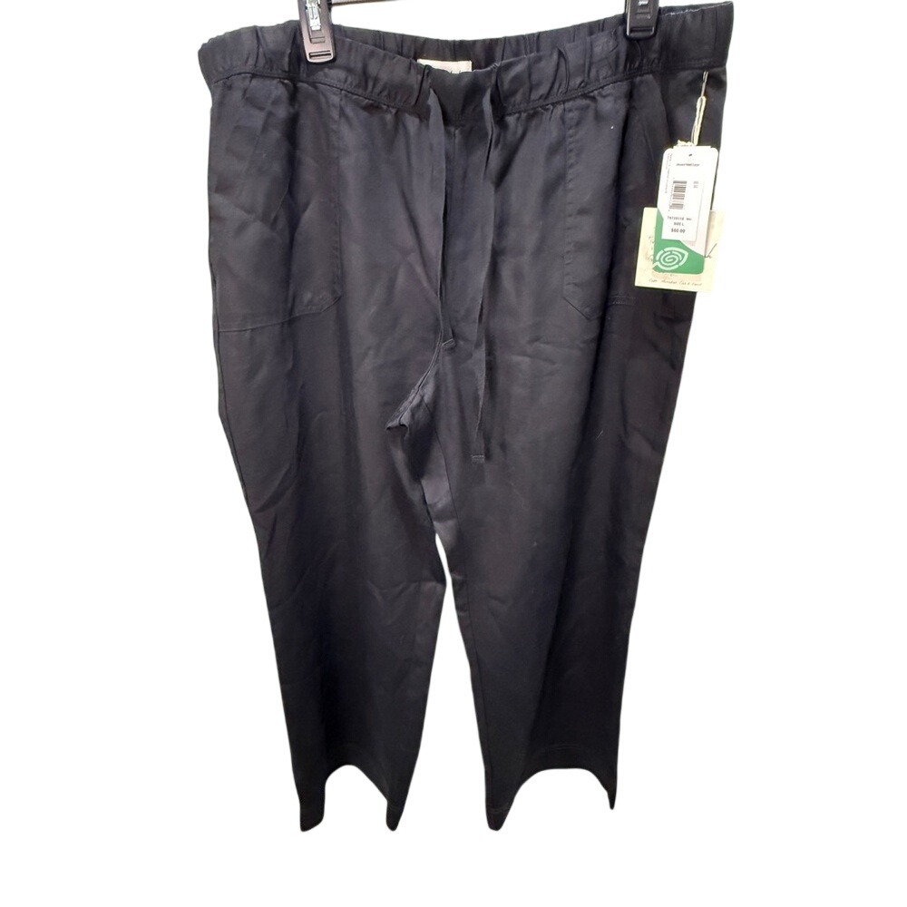 Caffe Marrakesh Black Tencel Drawstring Crop Pants Size L‎ NWT